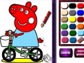 Gioco Piggy on bike. Coloring