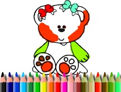Gioco Ritorno a scuola: colorazione dell'orso dolce 