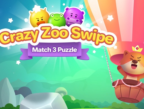 Gioco Puzzle Match 3 a scorrimento Crazy Zoo 