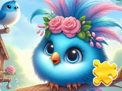 Gioco Puzzle: simpatico uccellino blu 
