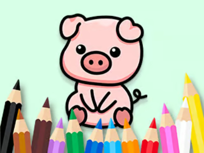 Gioco Libro da colorare: Maiale carino 2 