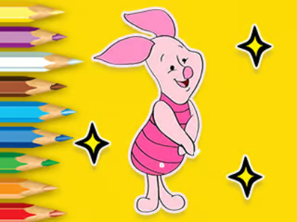 Gioco Libro da colorare: maialino con palloncino 