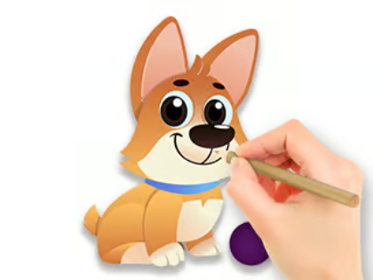 Gioco Libro da colorare: Cane con il giocattolo .