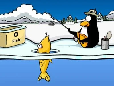 Gioco Club Penguin: Pesca sul ghiaccio .