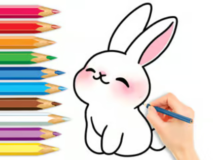 Gioco Libro da colorare: coniglio carino .