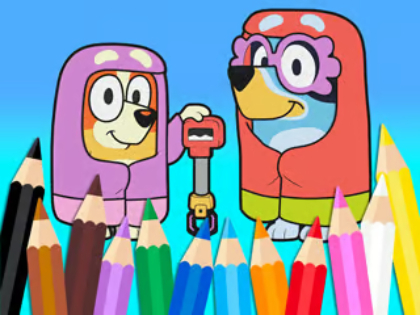 Gioco Libro da colorare: Nonne Bluey Flossing 