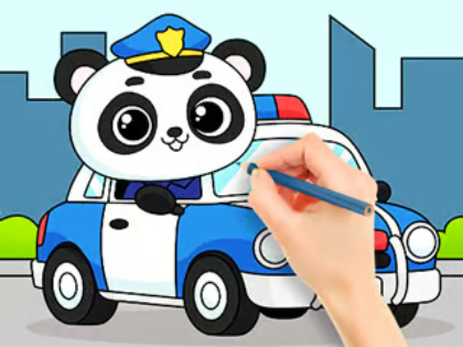 Gioco Libro da colorare: Panda della polizia 