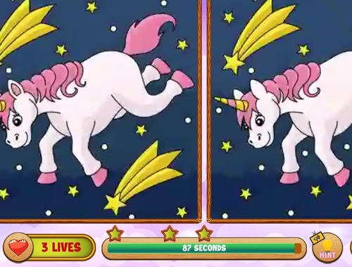 Gioco Unicorno Trova le differenze .