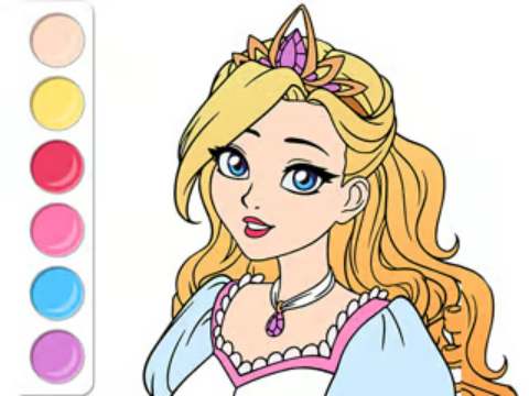Gioco Libro da colorare: abito da ballo principessa .