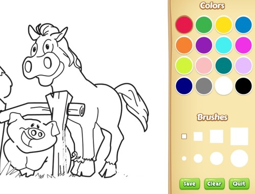 Gioco Libro da colorare di animali da fattoria per bambini 