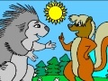 Gioco Coloring: Hedgehog and squirrel on the lawn
